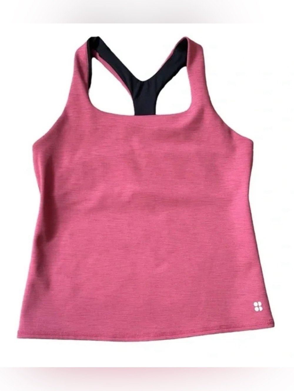Sweaty Betty Brand Pink Racerback Square Neck Fitness Tank with Built-In Bra